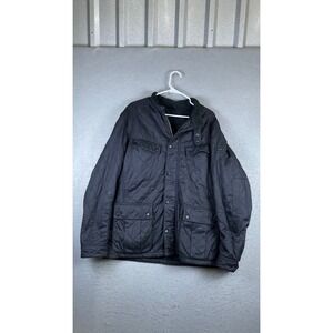 Barbour International Quilted Jacket Mens XL Black Excellent Fleece Lined Coat